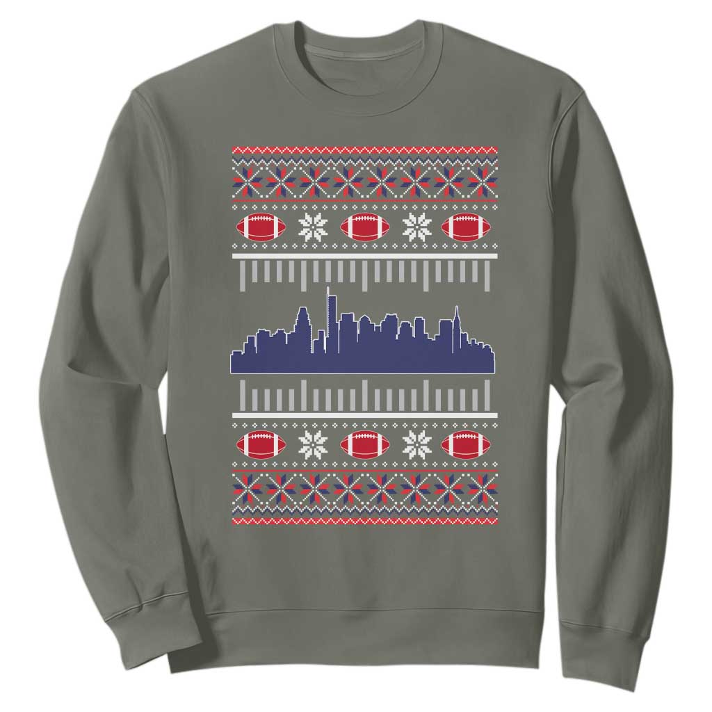 New England Skyline Game Day Sweatshirt Ugly Christmas Football Fan Gift