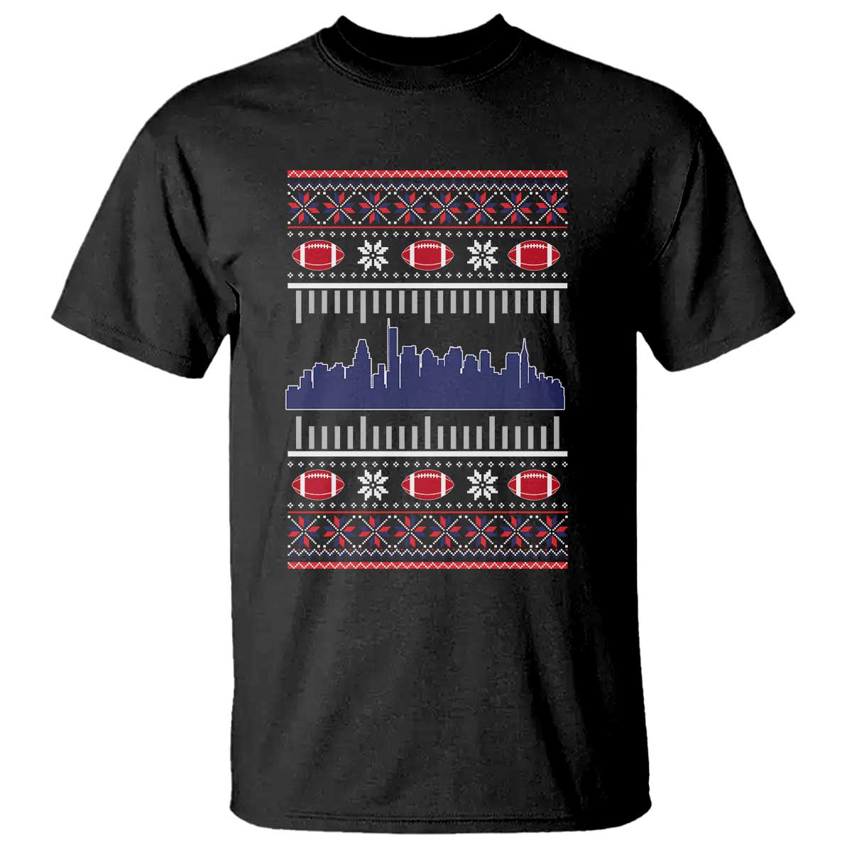 New England Skyline Game Day T Shirt Ugly Christmas Football Fan Gift