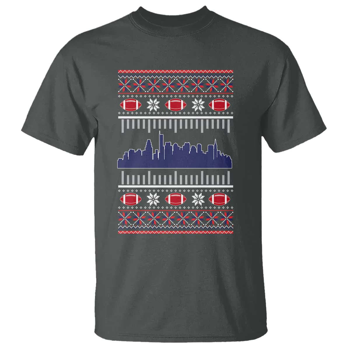 New England Skyline Game Day T Shirt Ugly Christmas Football Fan Gift