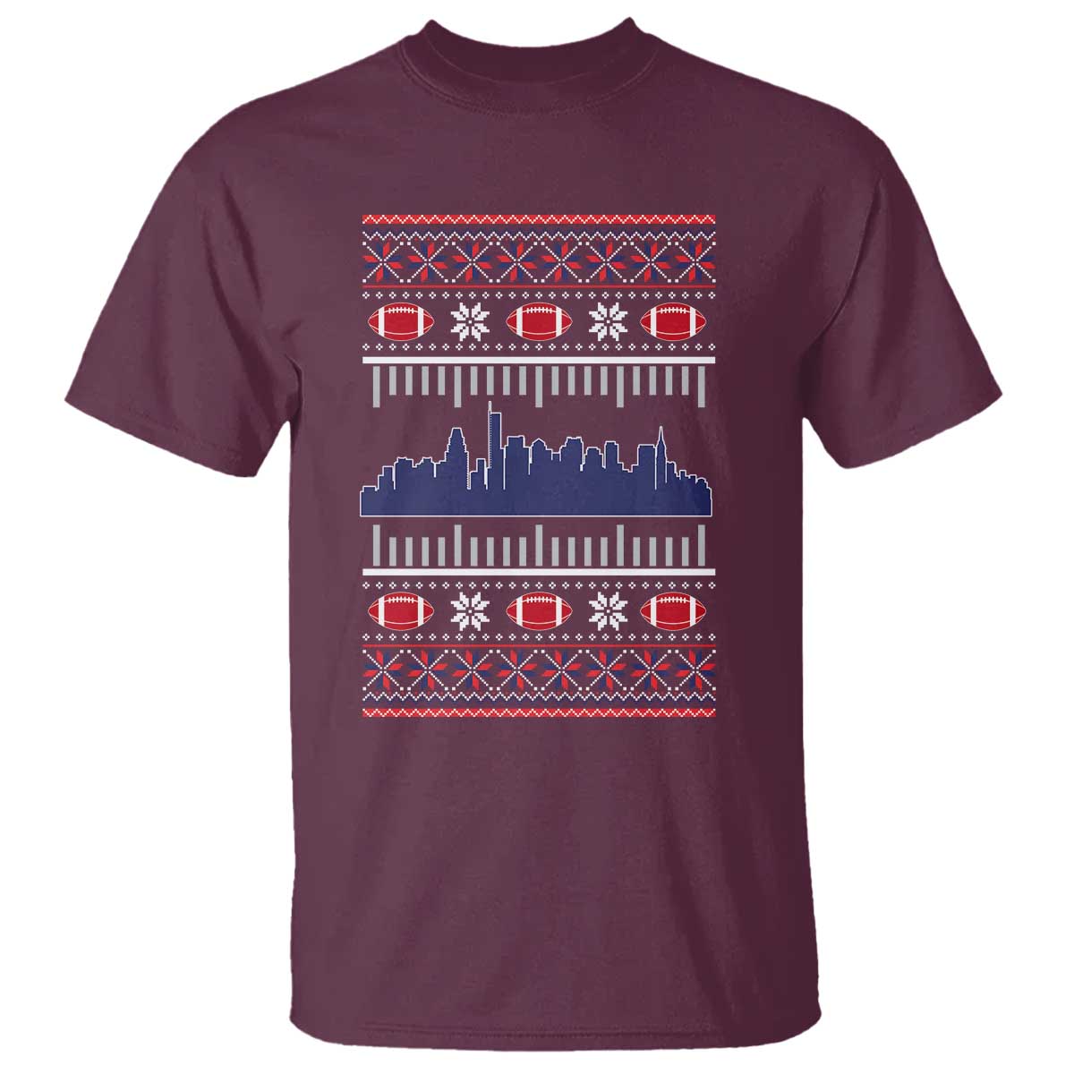 New England Skyline Game Day T Shirt Ugly Christmas Football Fan Gift