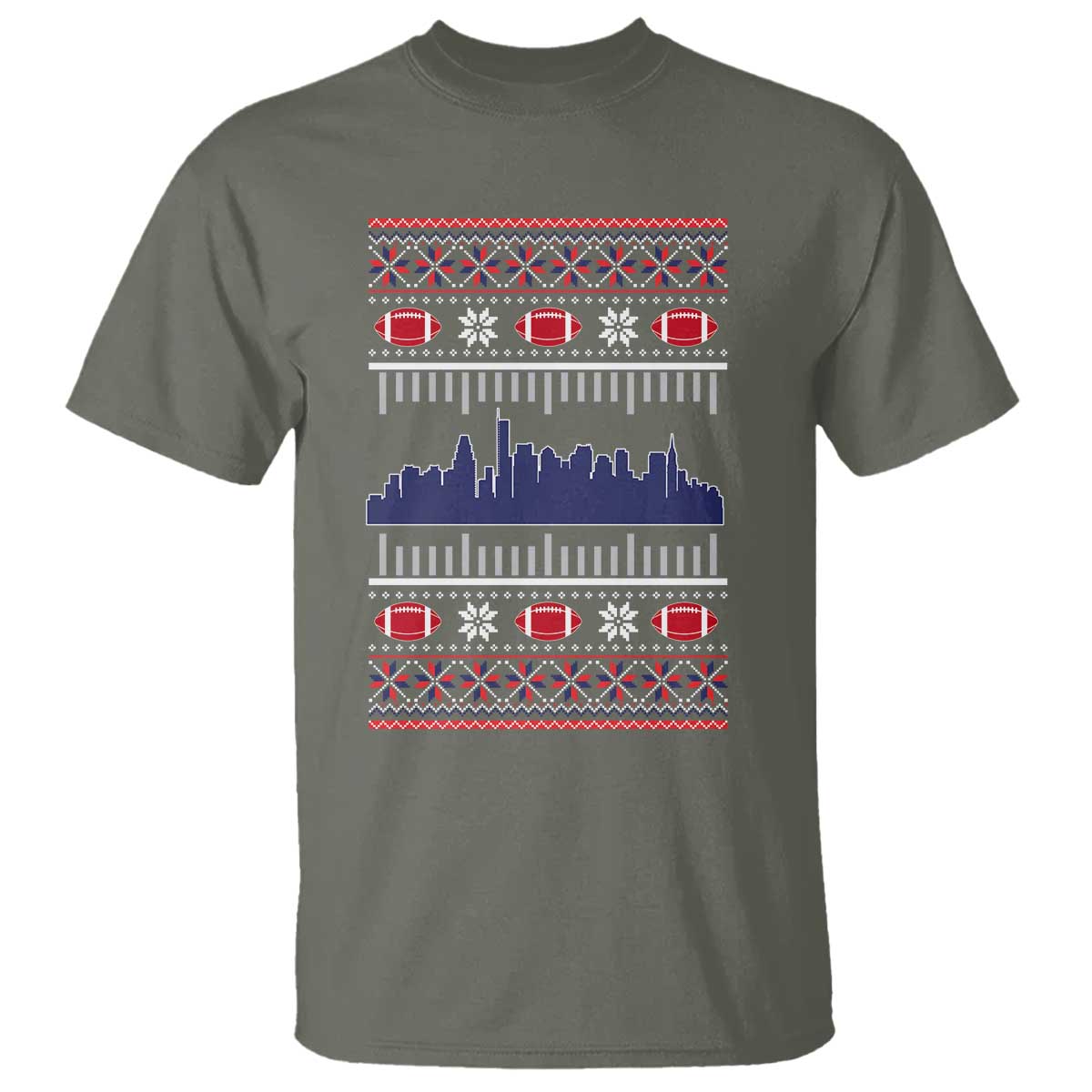 New England Skyline Game Day T Shirt Ugly Christmas Football Fan Gift
