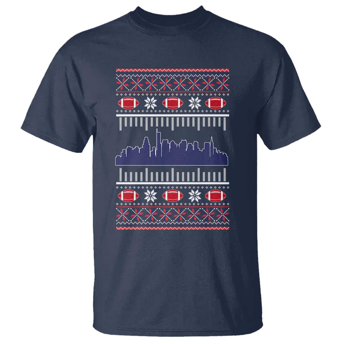 New England Skyline Game Day T Shirt Ugly Christmas Football Fan Gift