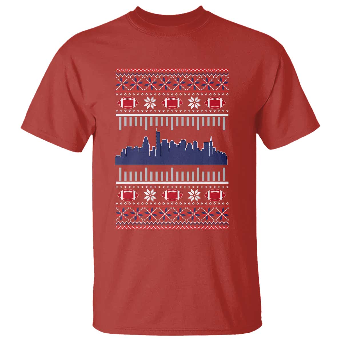 New England Skyline Game Day T Shirt Ugly Christmas Football Fan Gift