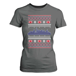 New England Skyline Game Day T Shirt For Women Ugly Christmas Football Fan Gift