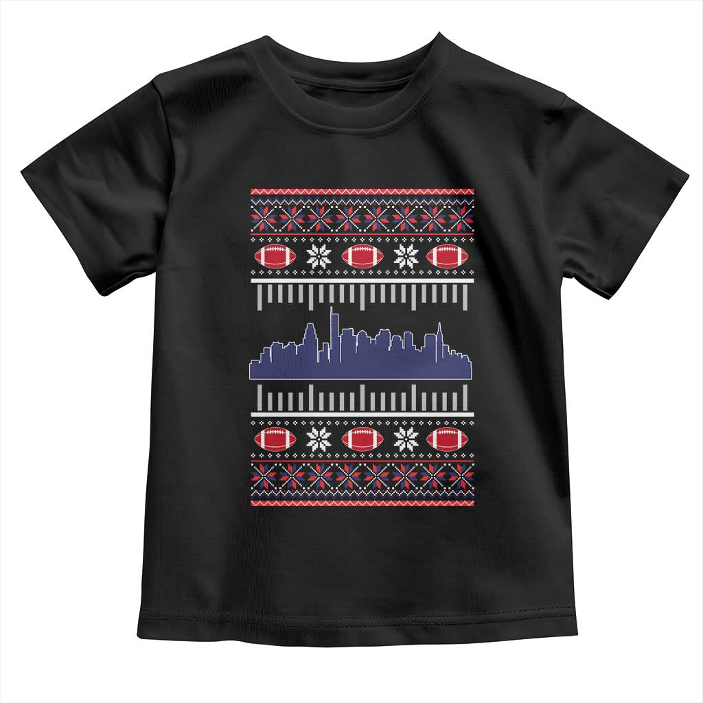 New England Skyline Game Day Toddler T Shirt Ugly Christmas Football Fan Gift