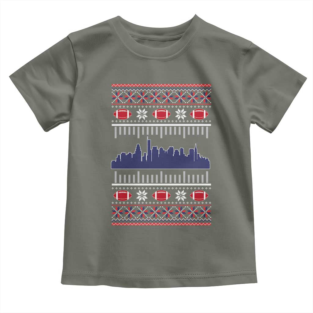 New England Skyline Game Day Toddler T Shirt Ugly Christmas Football Fan Gift