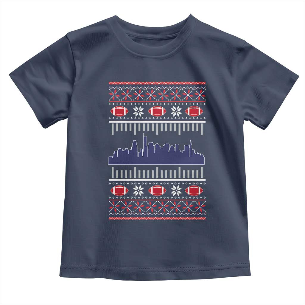 New England Skyline Game Day Toddler T Shirt Ugly Christmas Football Fan Gift