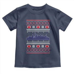 New England Skyline Game Day Toddler T Shirt Ugly Christmas Football Fan Gift
