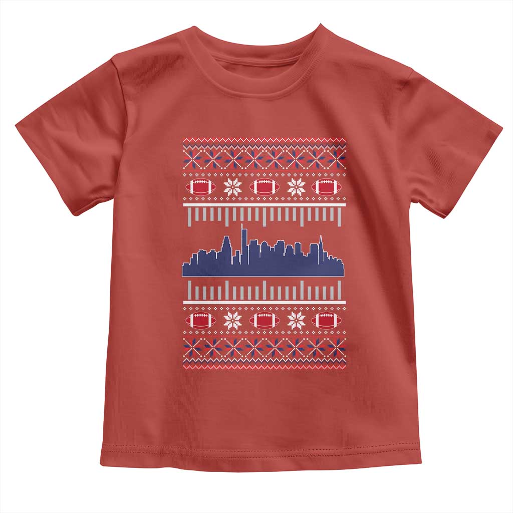 New England Skyline Game Day Toddler T Shirt Ugly Christmas Football Fan Gift