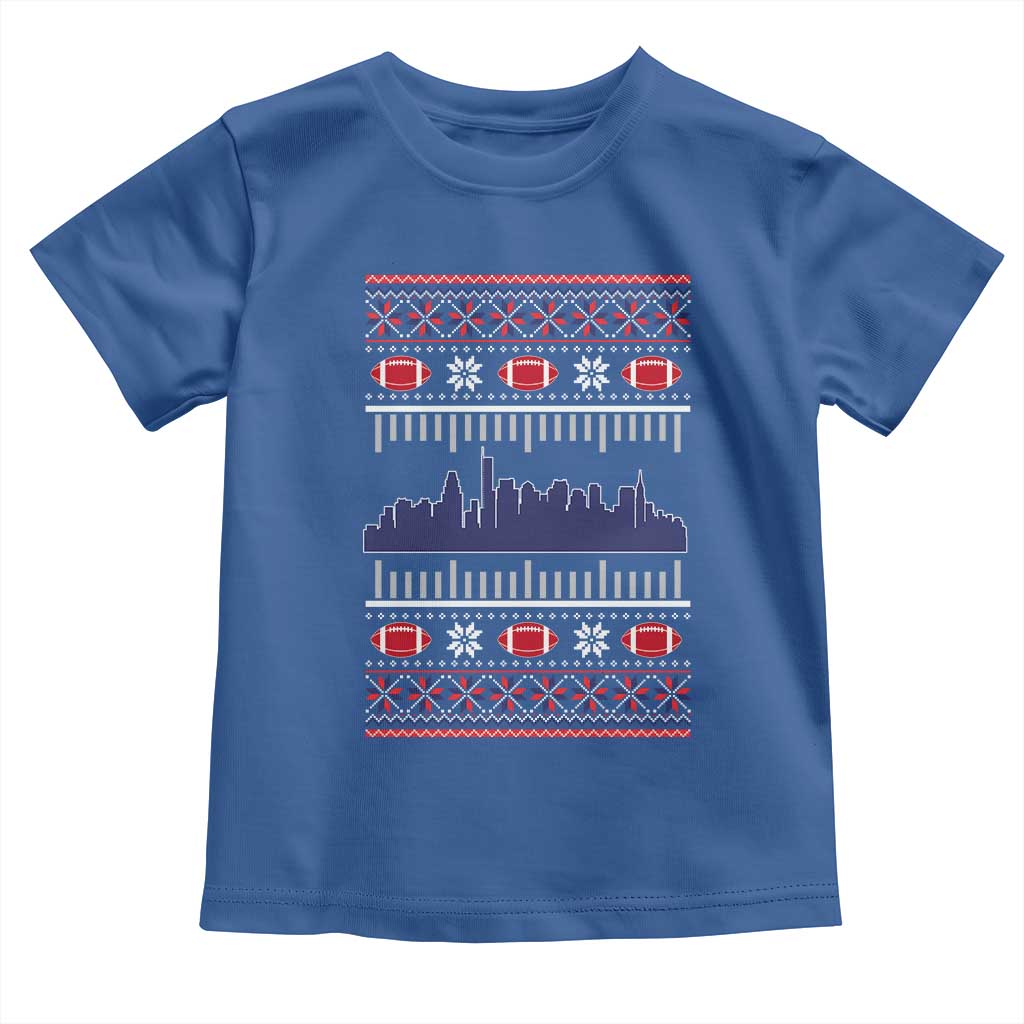 New England Skyline Game Day Toddler T Shirt Ugly Christmas Football Fan Gift TS12 Royal Blue Print Your Wear