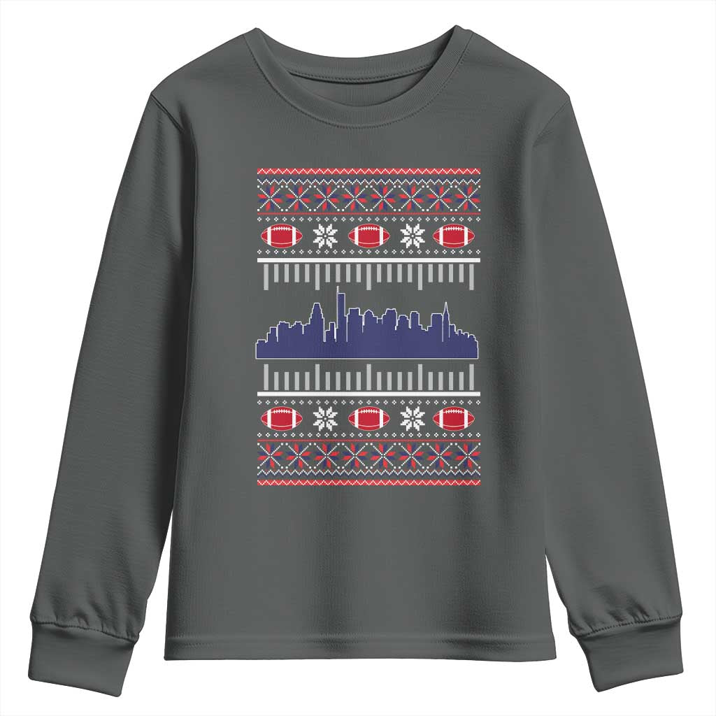 New England Skyline Game Day Youth Sweatshirt Ugly Christmas Football Fan Gift