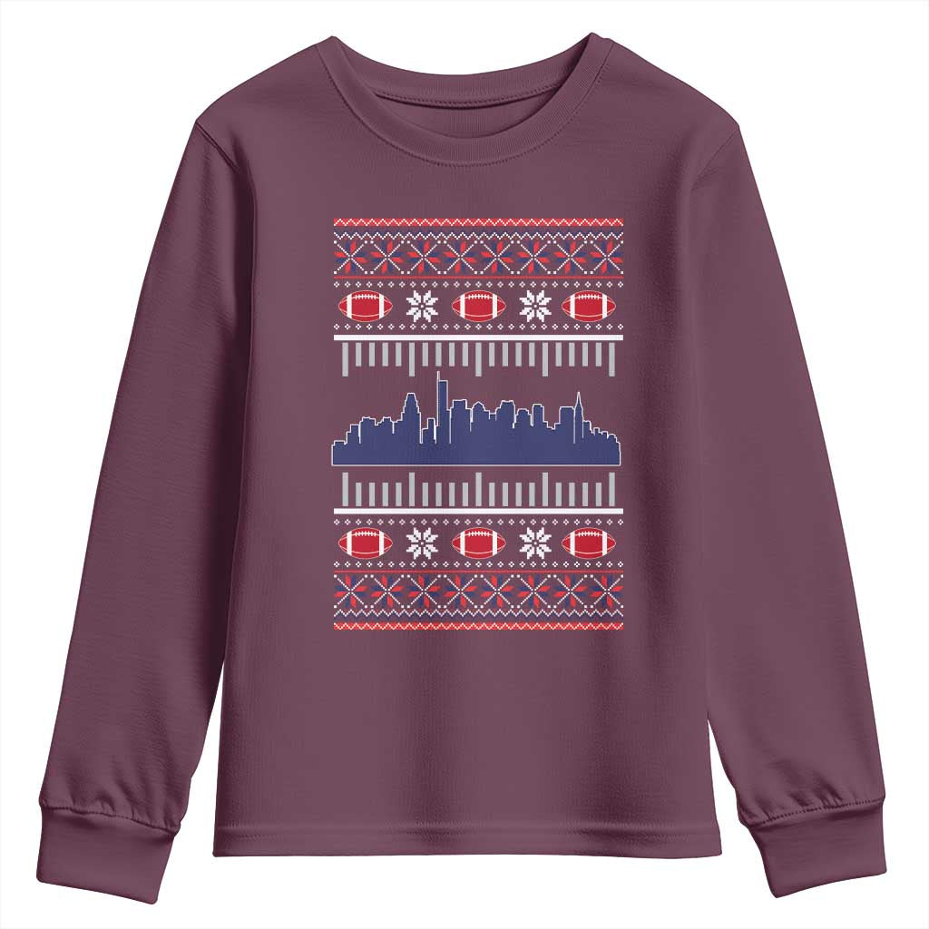 New England Skyline Game Day Youth Sweatshirt Ugly Christmas Football Fan Gift