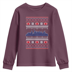 New England Skyline Game Day Youth Sweatshirt Ugly Christmas Football Fan Gift