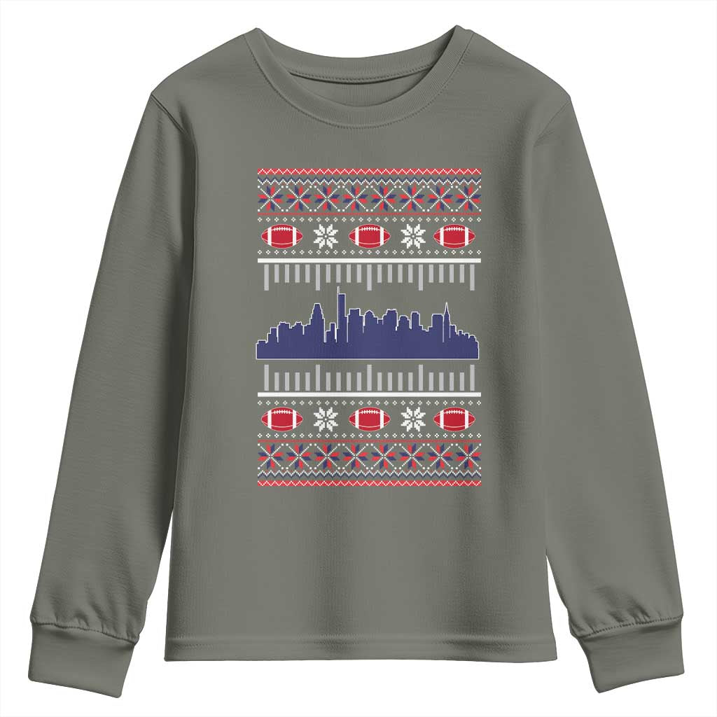 New England Skyline Game Day Youth Sweatshirt Ugly Christmas Football Fan Gift