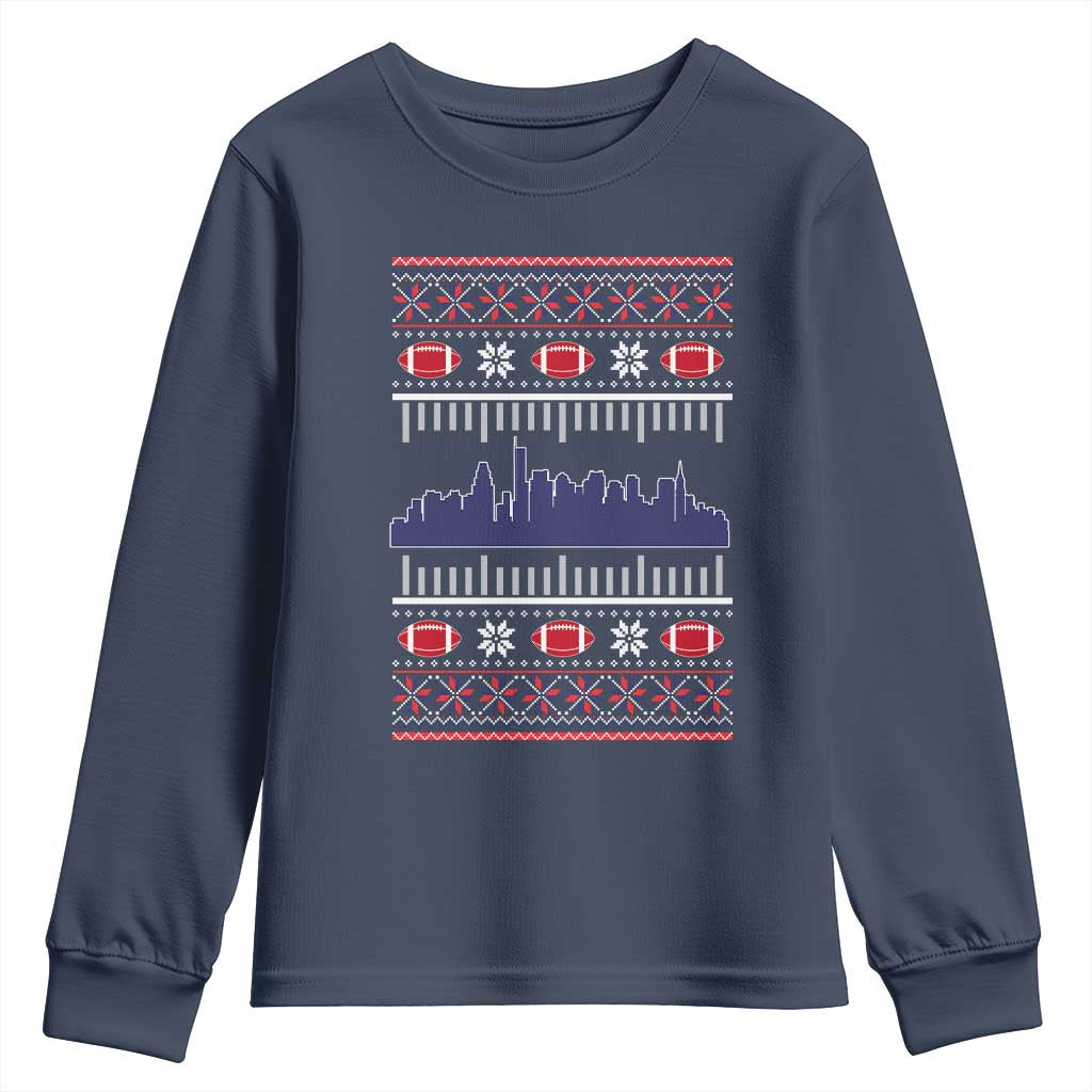 New England Skyline Game Day Youth Sweatshirt Ugly Christmas Football Fan Gift