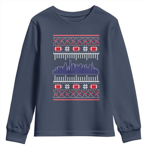 New England Skyline Game Day Youth Sweatshirt Ugly Christmas Football Fan Gift