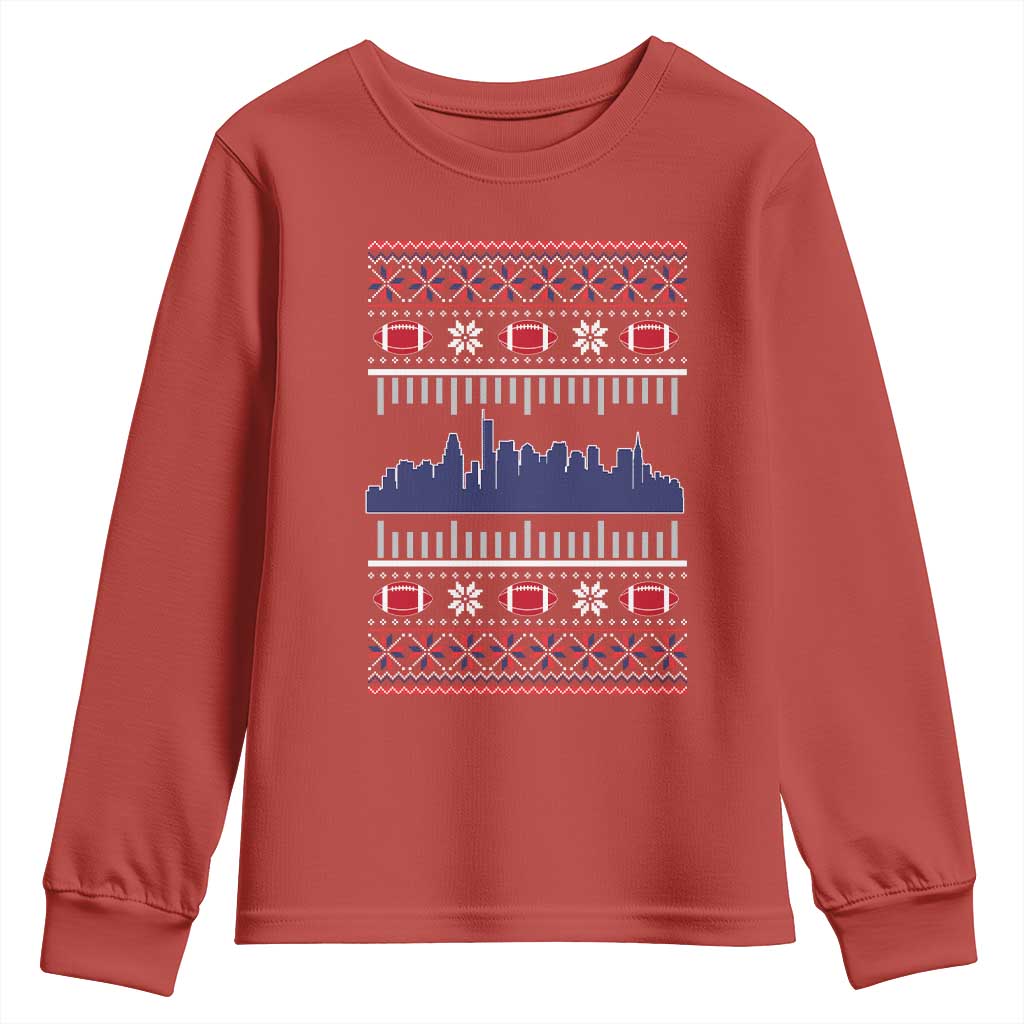 New England Skyline Game Day Youth Sweatshirt Ugly Christmas Football Fan Gift