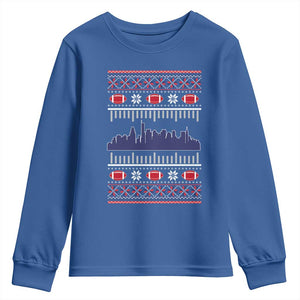 New England Skyline Game Day Youth Sweatshirt Ugly Christmas Football Fan Gift