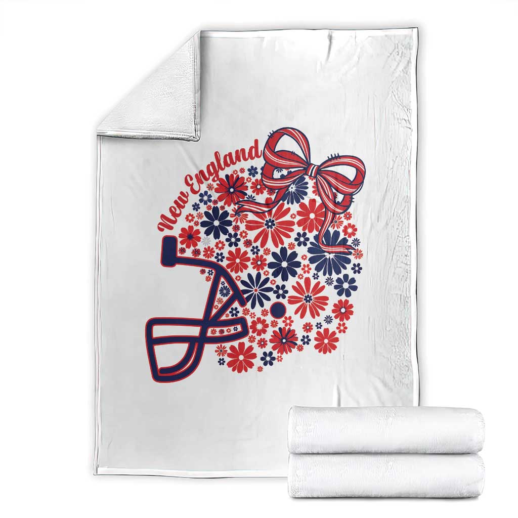 New England Game Day Sports Fan Throw Blanket Floral Football Helmet With Bow TS12 White Print Your Wear