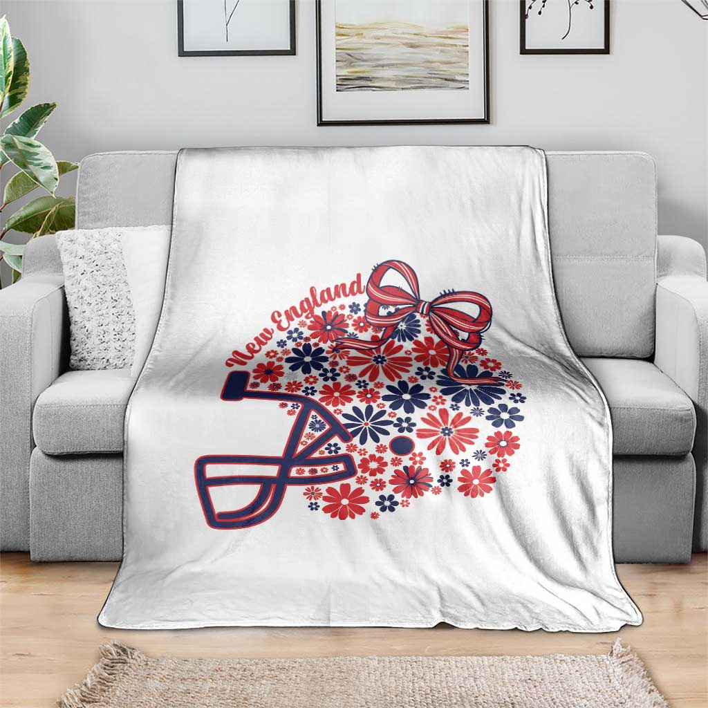 New England Game Day Sports Fan Throw Blanket Floral Football Helmet With Bow
