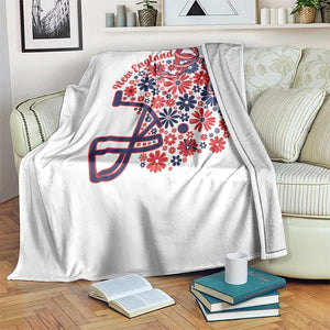 New England Game Day Sports Fan Throw Blanket Floral Football Helmet With Bow