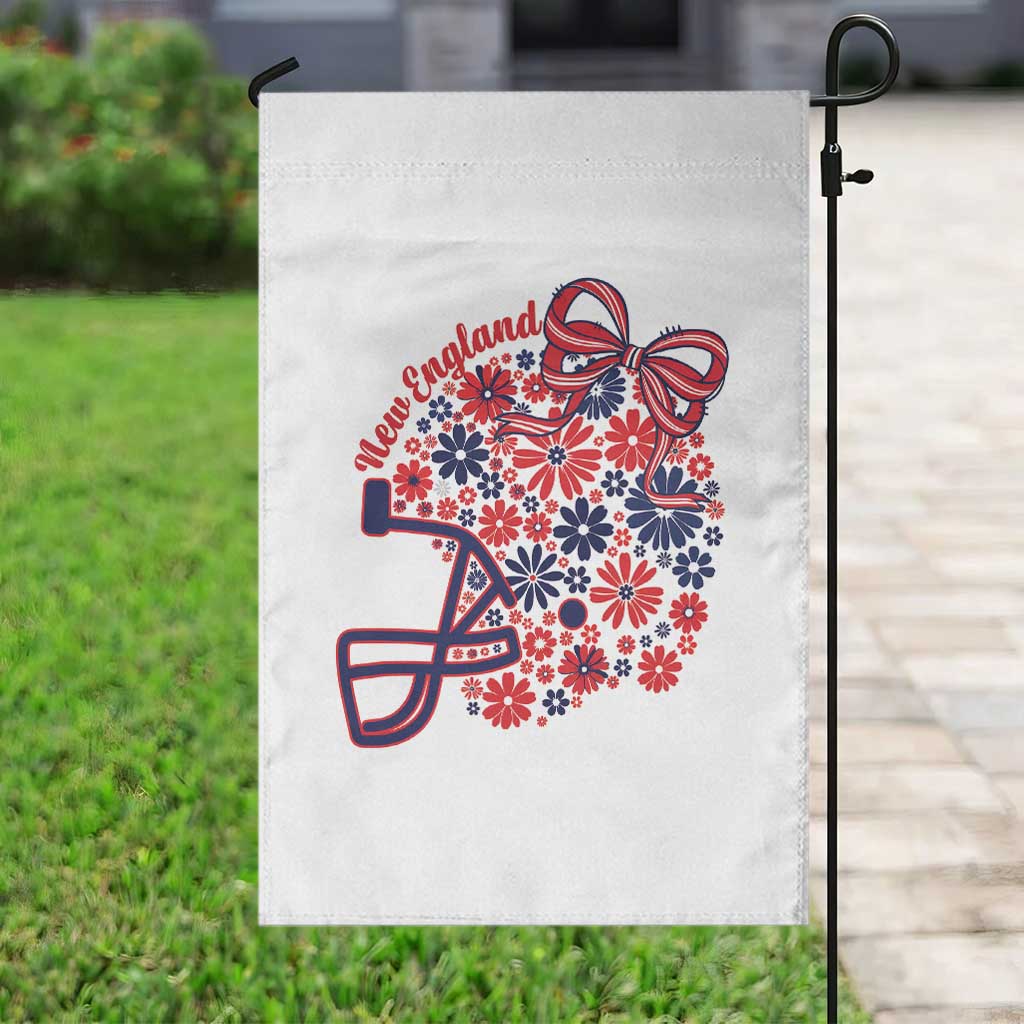 New England Game Day Sports Fan Garden Flag Floral Football Helmet With Bow