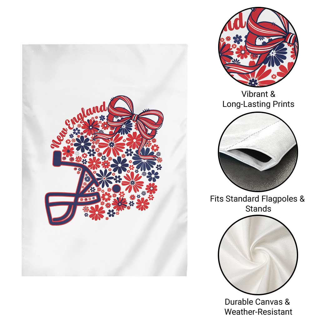 New England Game Day Sports Fan Garden Flag Floral Football Helmet With Bow