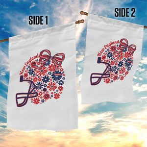 New England Game Day Sports Fan Garden Flag Floral Football Helmet With Bow