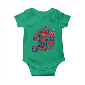 New England Game Day Sports Fan Baby Onesie Floral Football Helmet With Bow