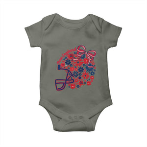 New England Game Day Sports Fan Baby Onesie Floral Football Helmet With Bow