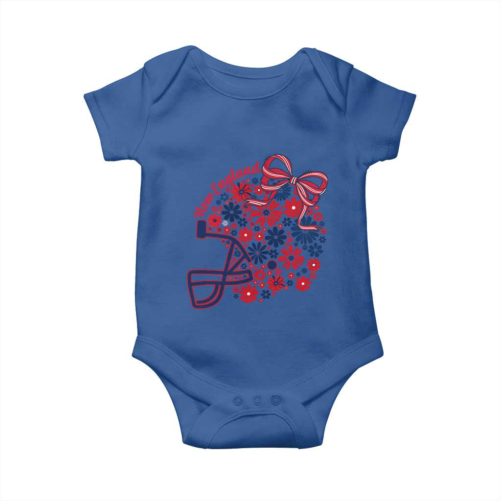 New England Game Day Sports Fan Baby Onesie Floral Football Helmet With Bow TS12 Royal Blue Print Your Wear
