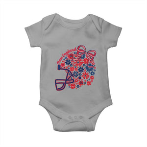 New England Game Day Sports Fan Baby Onesie Floral Football Helmet With Bow