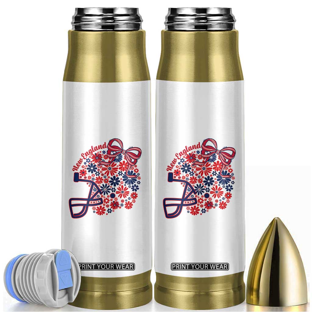 New England Game Day Sports Fan Bullet Tumbler Floral Football Helmet With Bow