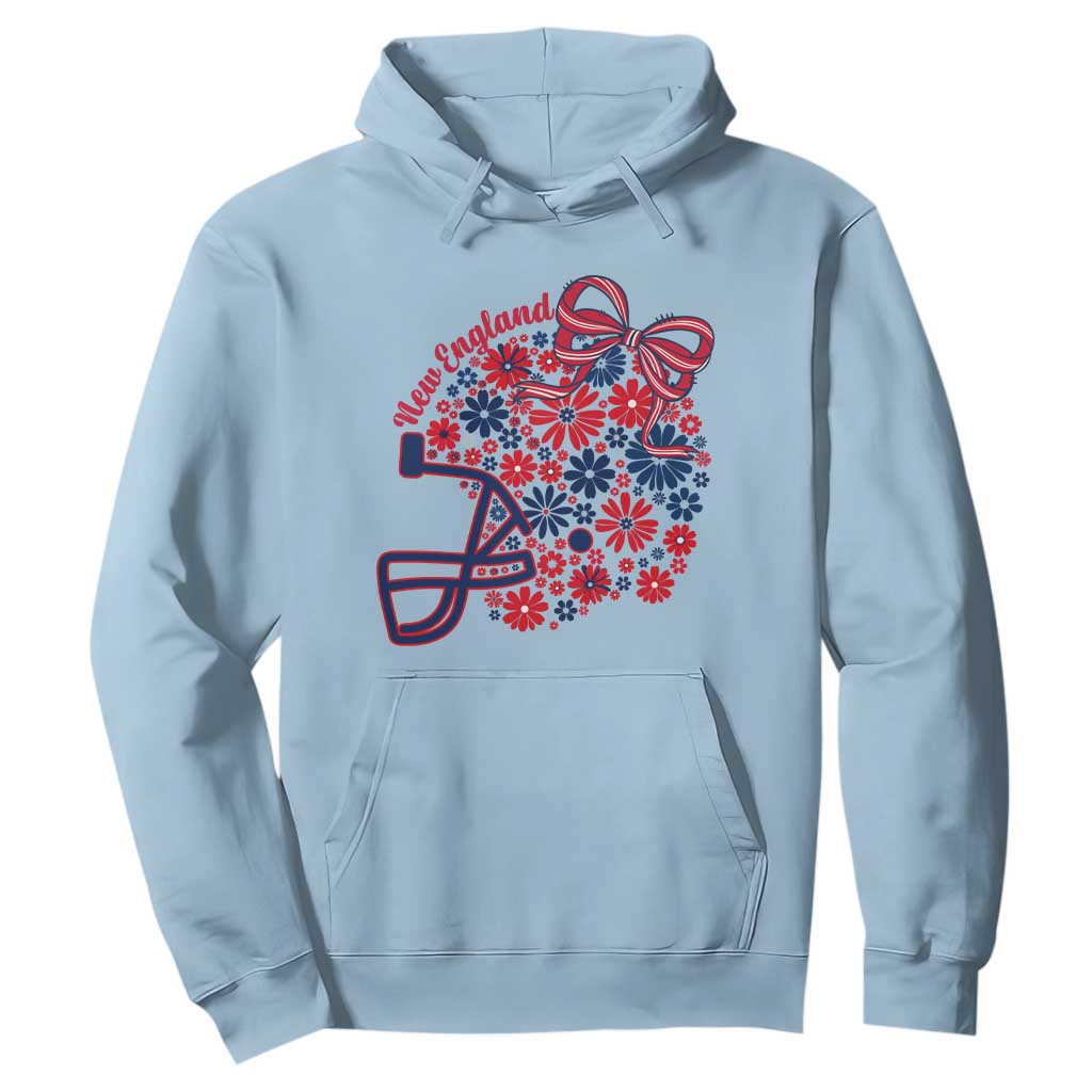 New England Game Day Sports Fan Hoodie Floral Football Helmet With Bow