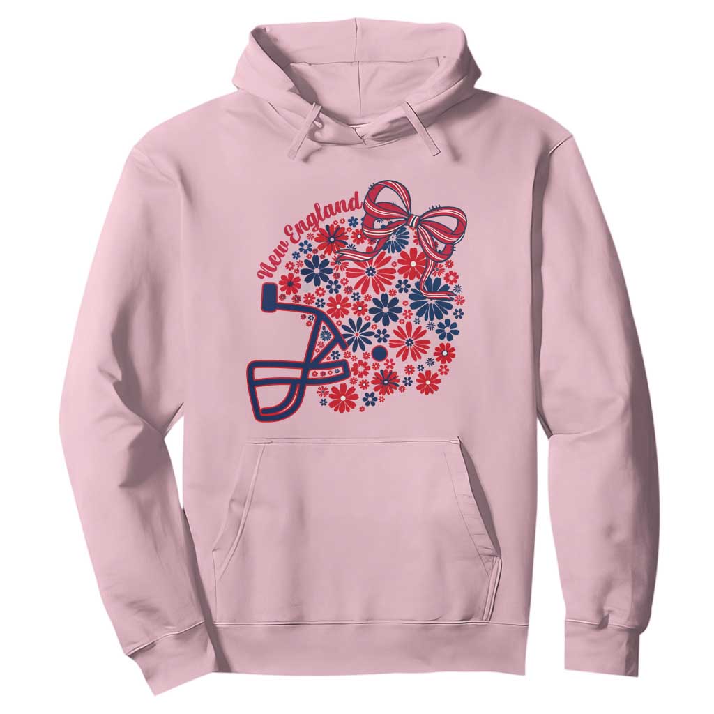 New England Game Day Sports Fan Hoodie Floral Football Helmet With Bow