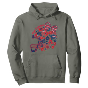 New England Game Day Sports Fan Hoodie Floral Football Helmet With Bow