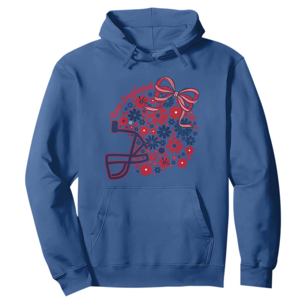 New England Game Day Sports Fan Hoodie Floral Football Helmet With Bow TS12 Royal Blue Print Your Wear