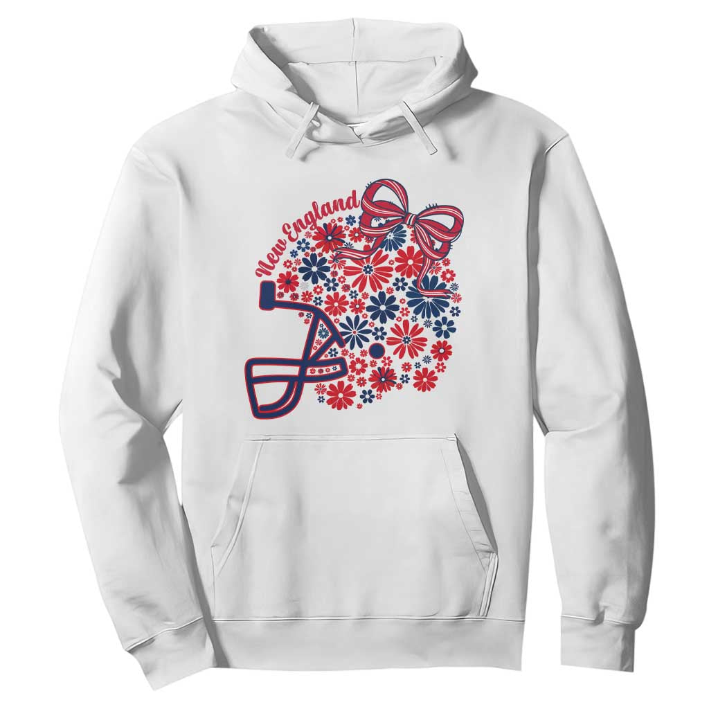 New England Game Day Sports Fan Hoodie Floral Football Helmet With Bow