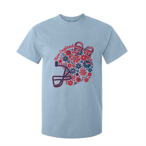 New England Game Day Sports Fan T Shirt For Kid Floral Football Helmet With Bow