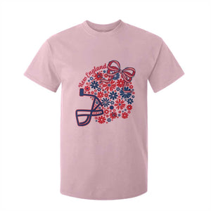 New England Game Day Sports Fan T Shirt For Kid Floral Football Helmet With Bow