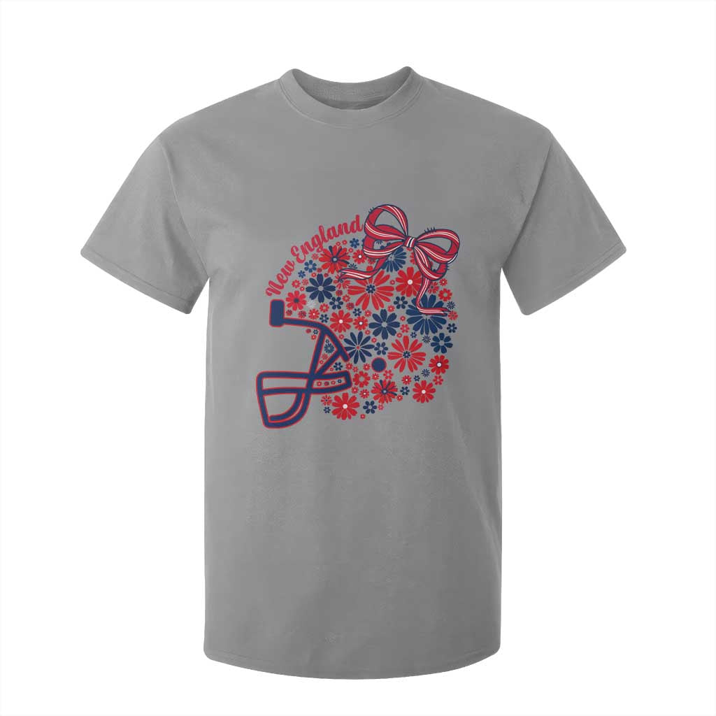 New England Game Day Sports Fan T Shirt For Kid Floral Football Helmet With Bow