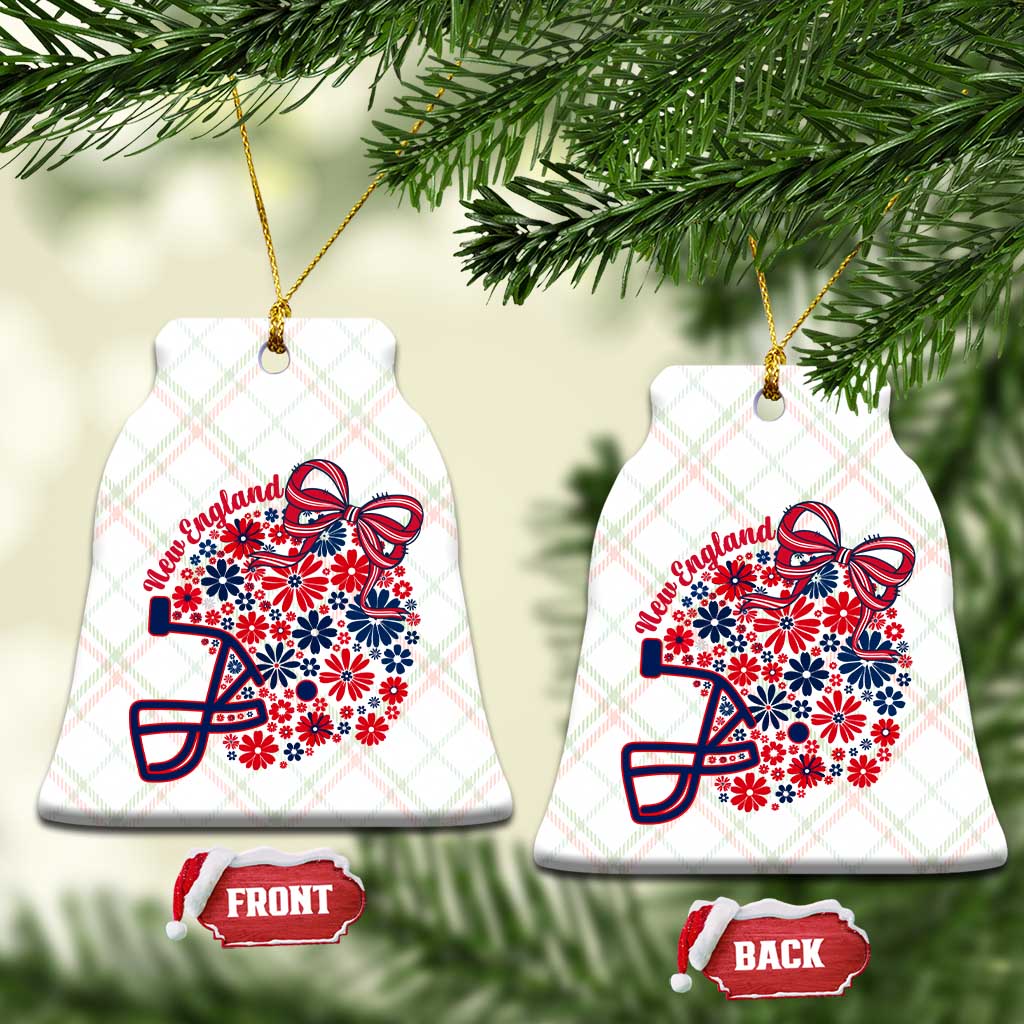 New England Game Day Sports Fan Ceramic Ornament Floral Football Helmet With Bow