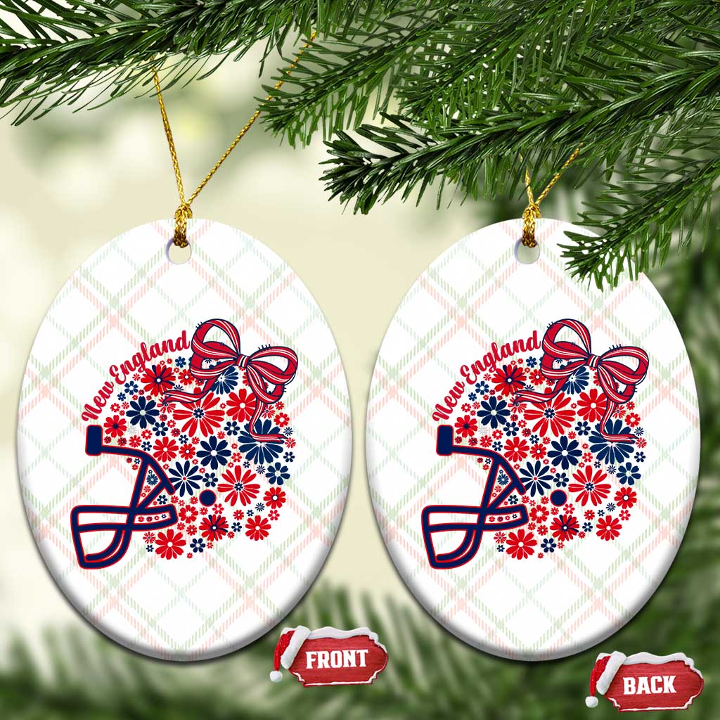 New England Game Day Sports Fan Ceramic Ornament Floral Football Helmet With Bow