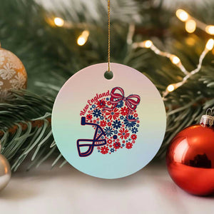 New England Game Day Sports Fan Ceramic Ornament Floral Football Helmet With Bow