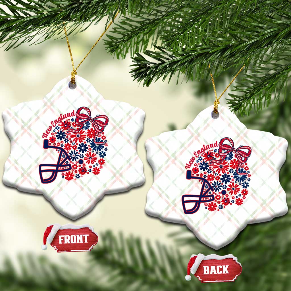 New England Game Day Sports Fan Ceramic Ornament Floral Football Helmet With Bow
