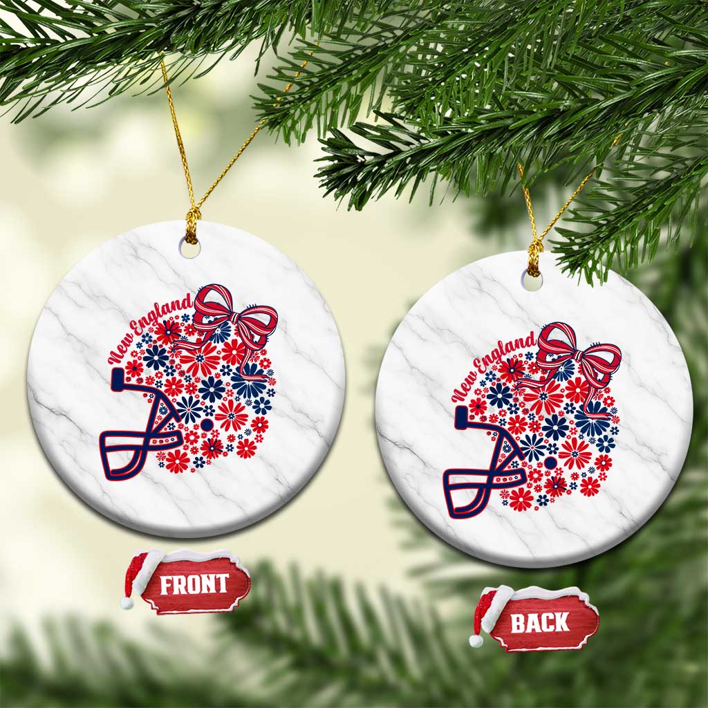 New England Game Day Sports Fan Ceramic Ornament Floral Football Helmet With Bow TS12 1pc White Marble Print Your Wear