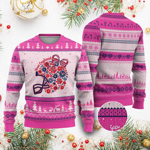 New England Game Day Sports Fan Ugly Christmas Sweater Floral Football Helmet With Bow