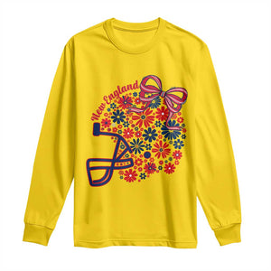 New England Game Day Sports Fan Long Sleeve Shirt Floral Football Helmet With Bow