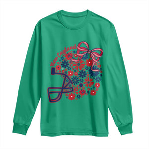 New England Game Day Sports Fan Long Sleeve Shirt Floral Football Helmet With Bow