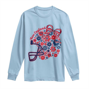 New England Game Day Sports Fan Long Sleeve Shirt Floral Football Helmet With Bow